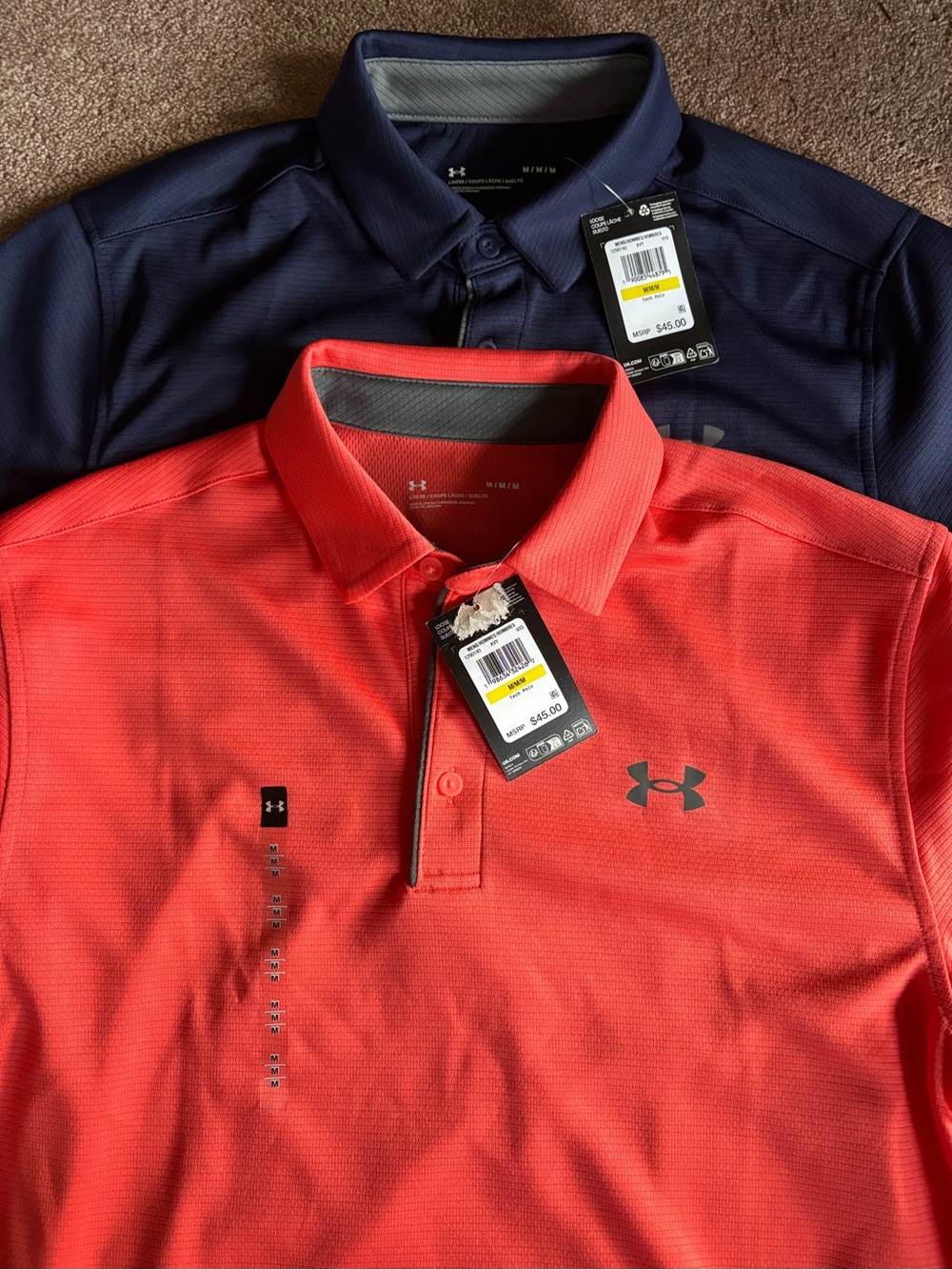 Under Armour Men’s set of 2 golf office casual polo shorts size medium NWT